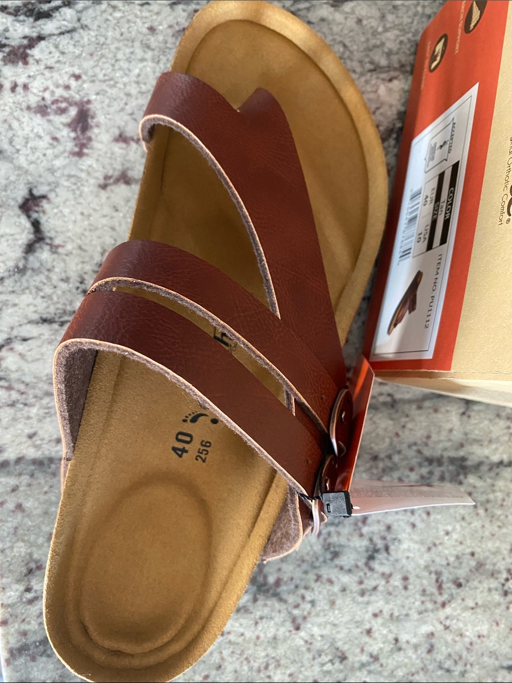 Aerothotic Women's Brown Leather Toe-Loop Sandals - Picture 3 of 5